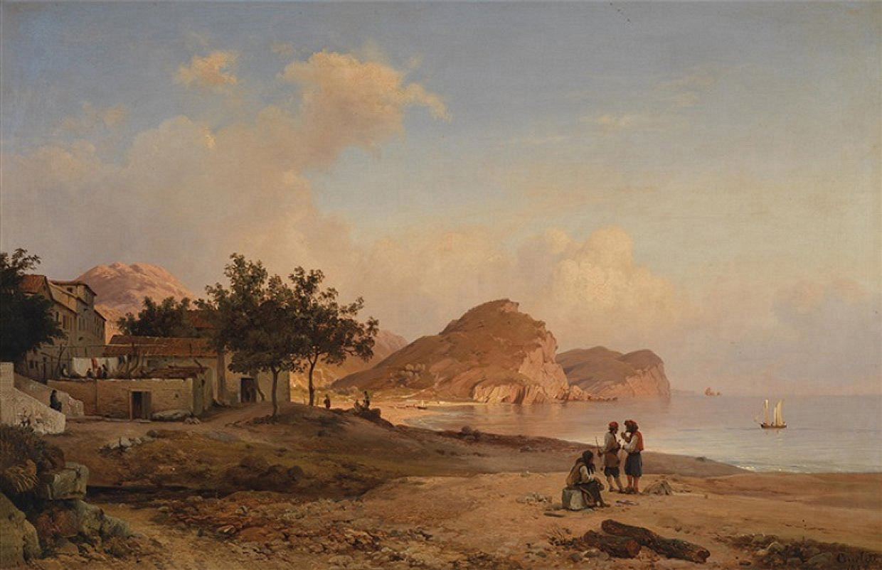 ieranto bay with fishermen